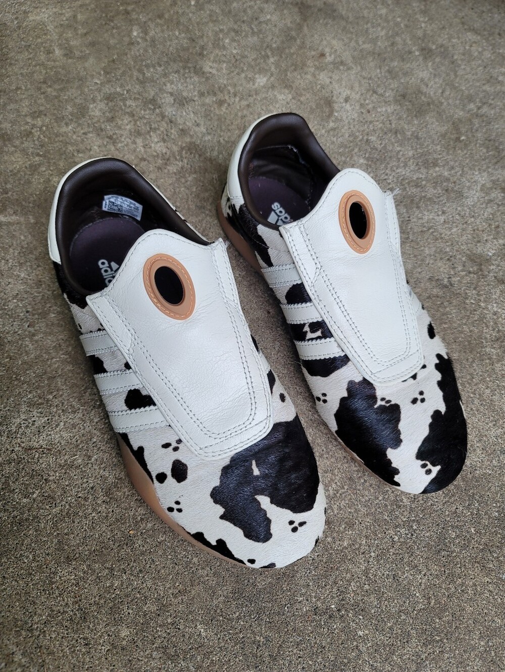 Adidas Taekwondo Mei Cow Print Leather Hair Ballet Sneakers Size 6 Pre-owned